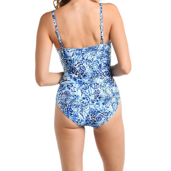 NEW ALA BLANCA JEWELRY lingerie printed scoop neck one piece in aquatic nature b - Picture 2 of 3